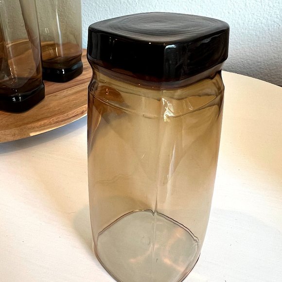 Set of Four MCM Libbey Carrington Tawny Smoke Brown Square Highball Tumblers - Picture 4 of 8